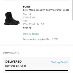 Sorel Men's Black Waterproof Boots